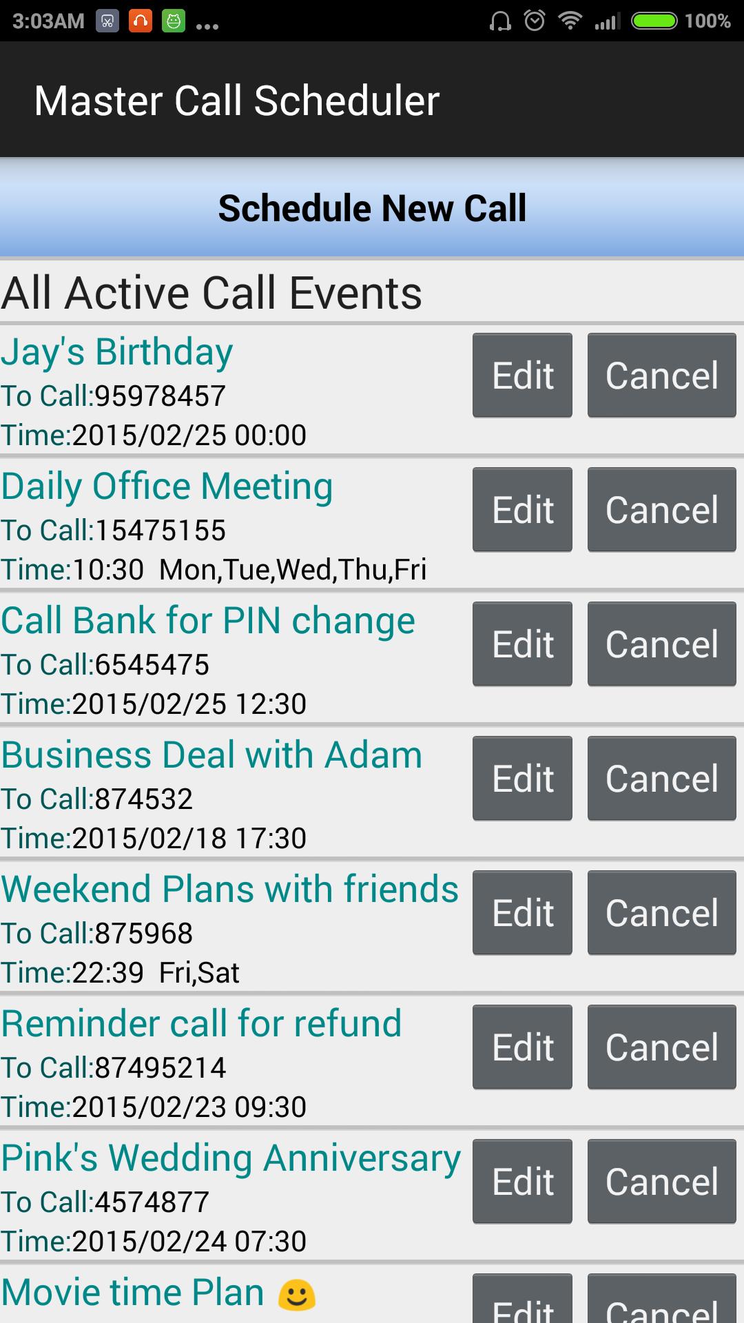 Call Pojo -Your Call Scheduler