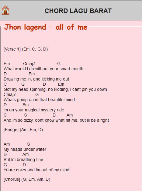 Chord Lagu Barat