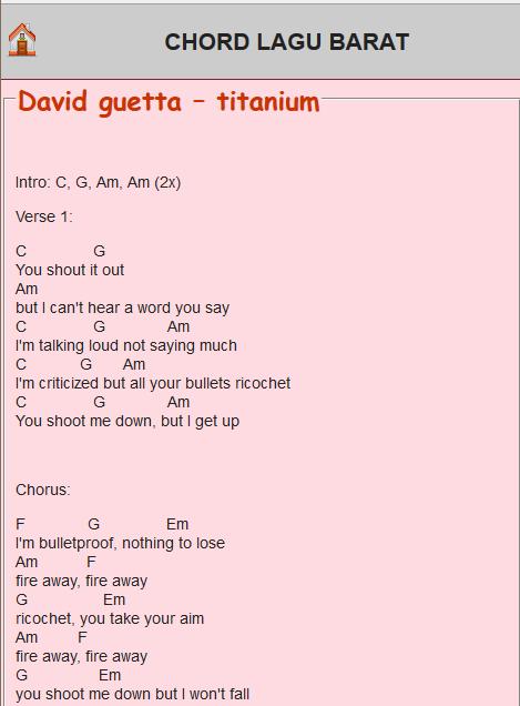 Chord Lagu Barat