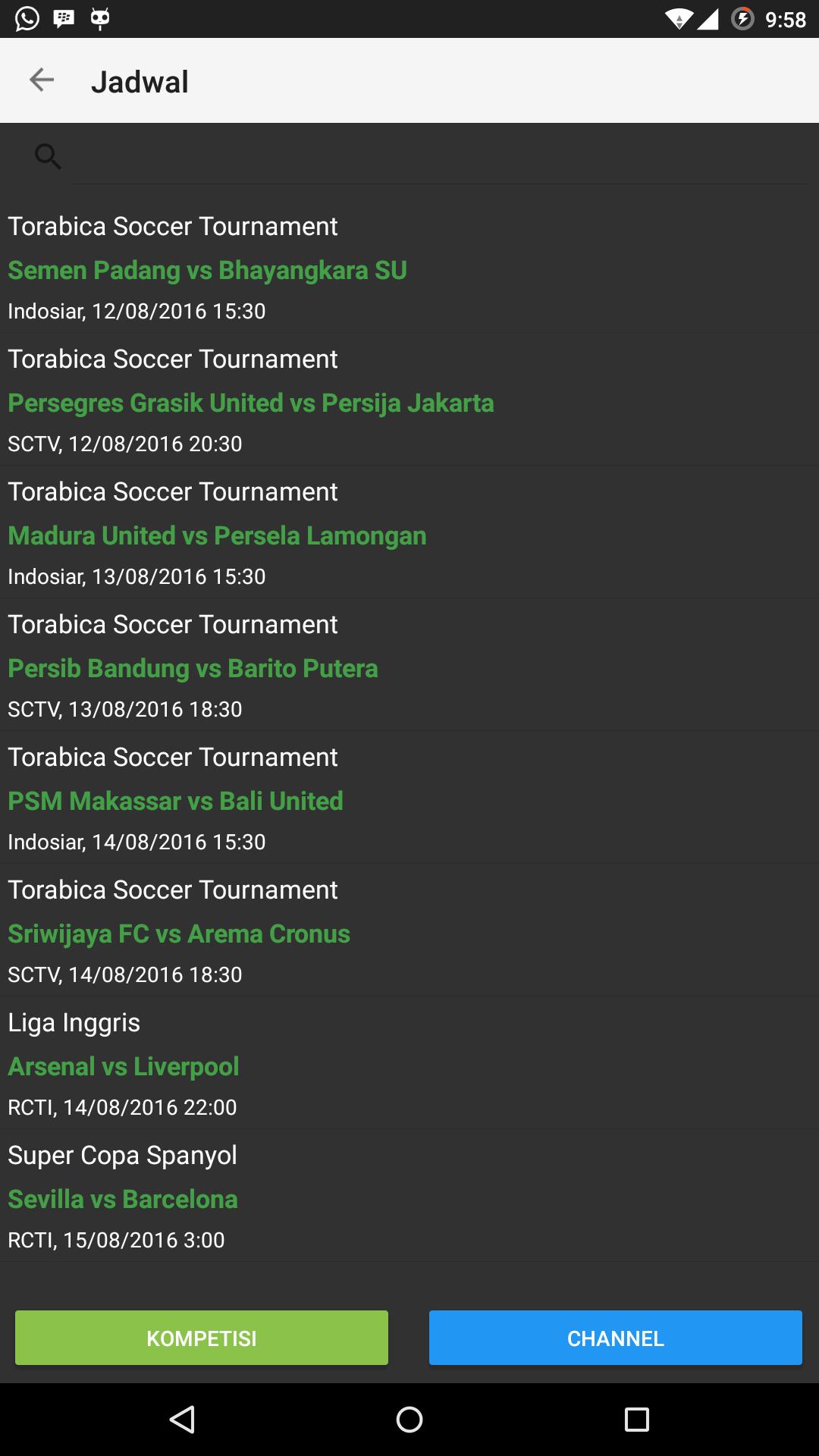 Info Jadwal Bola