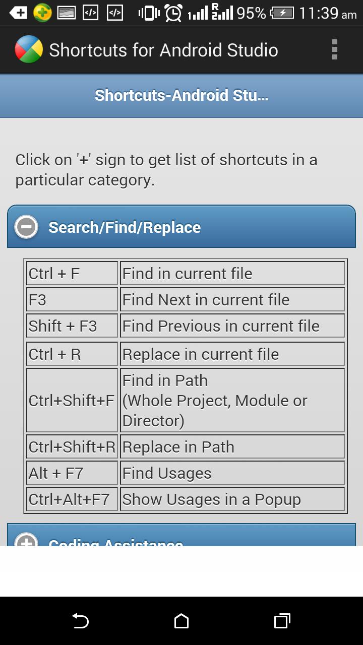 Shortcuts for Android Studio