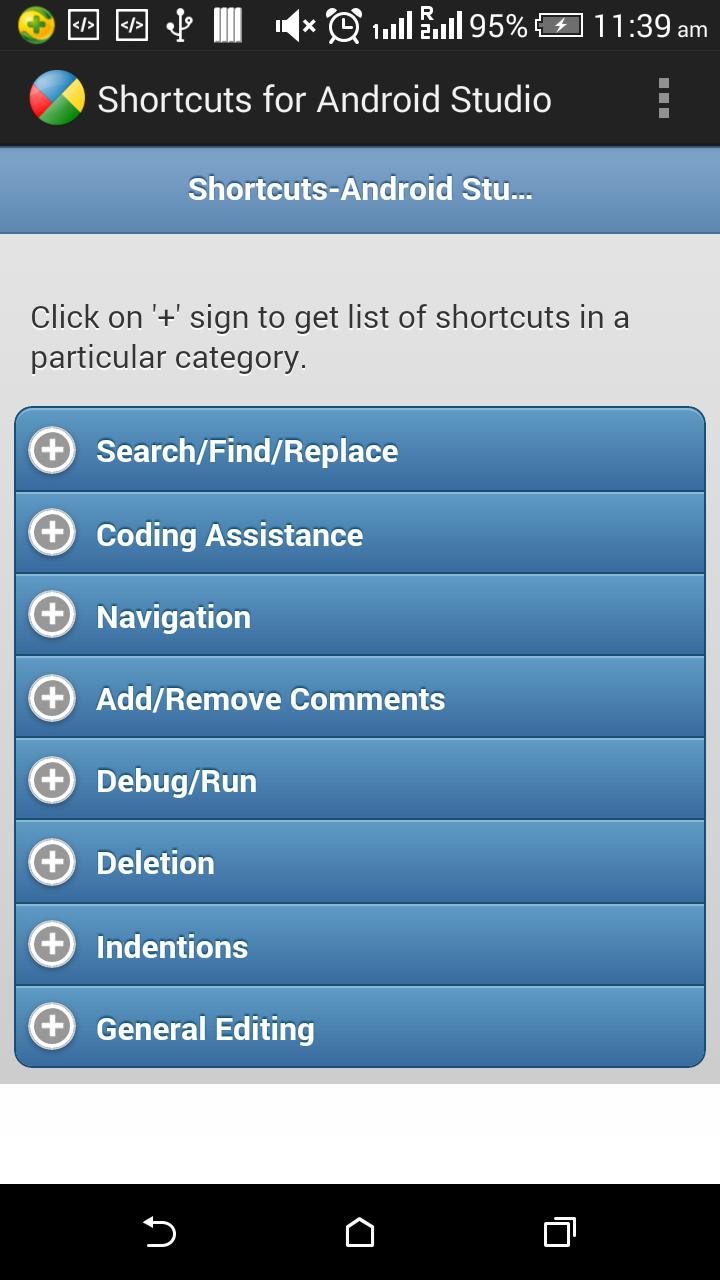 Shortcuts for Android Studio