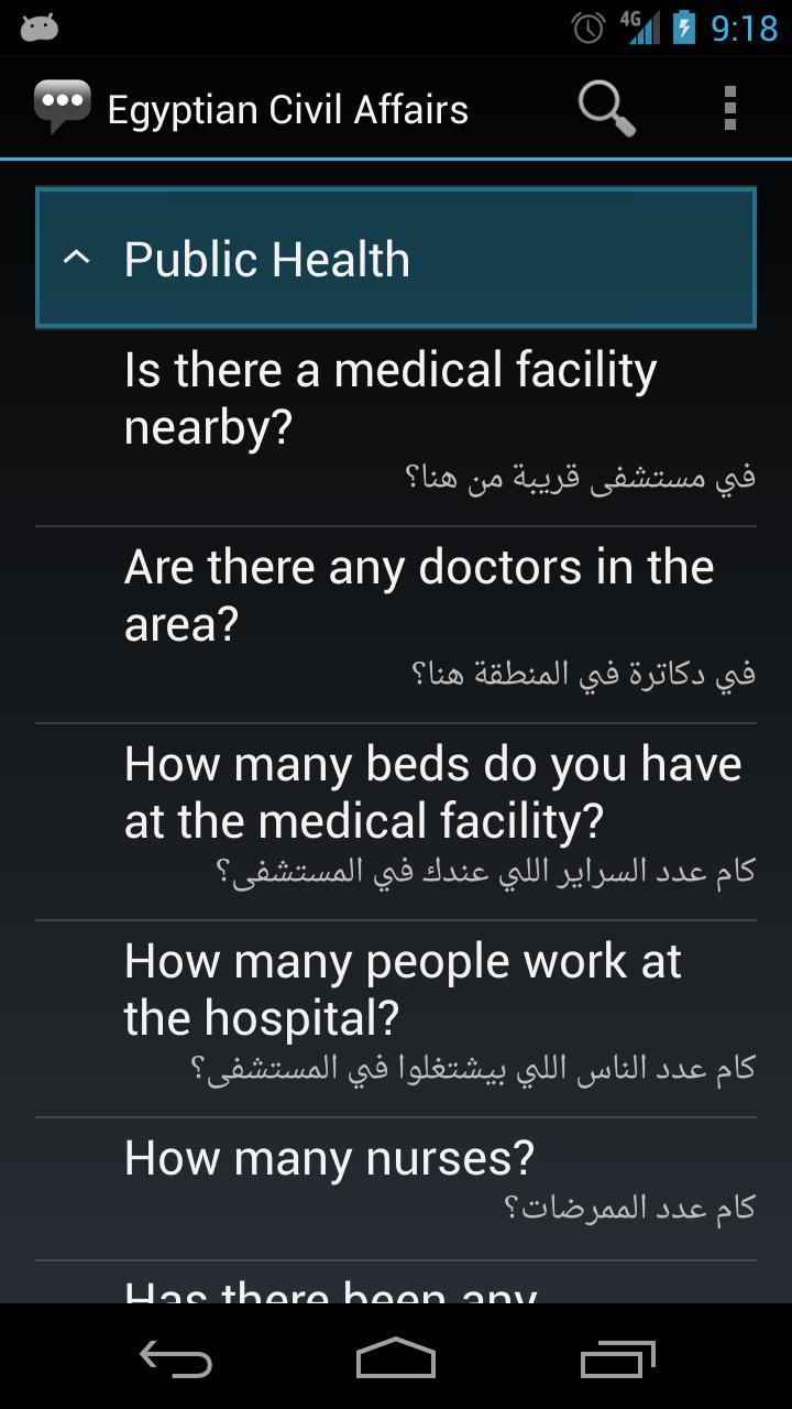 Egyptian Civil Affairs Phrases