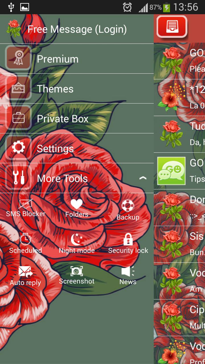 GO SMS Red Flowers