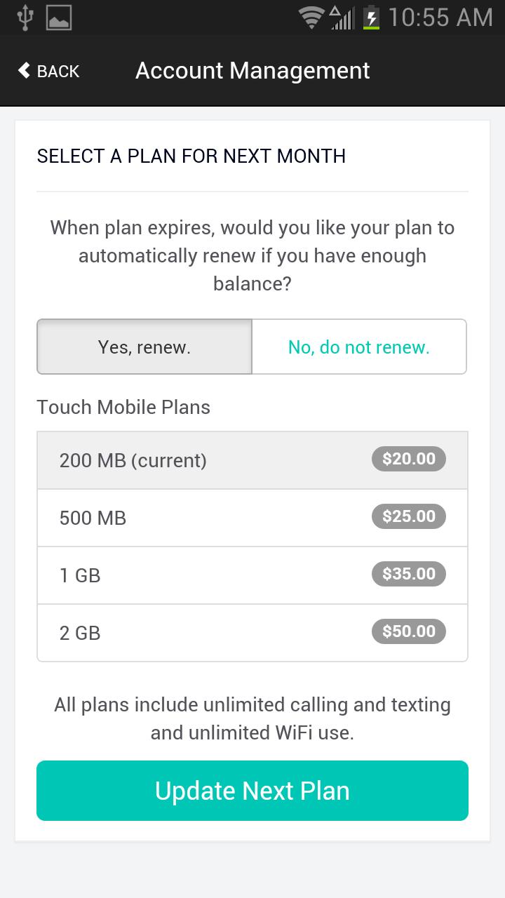 Touch Mobile Account