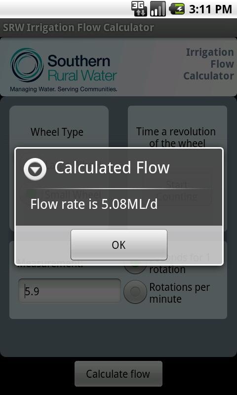 SRW Irrigation Flow Calculator