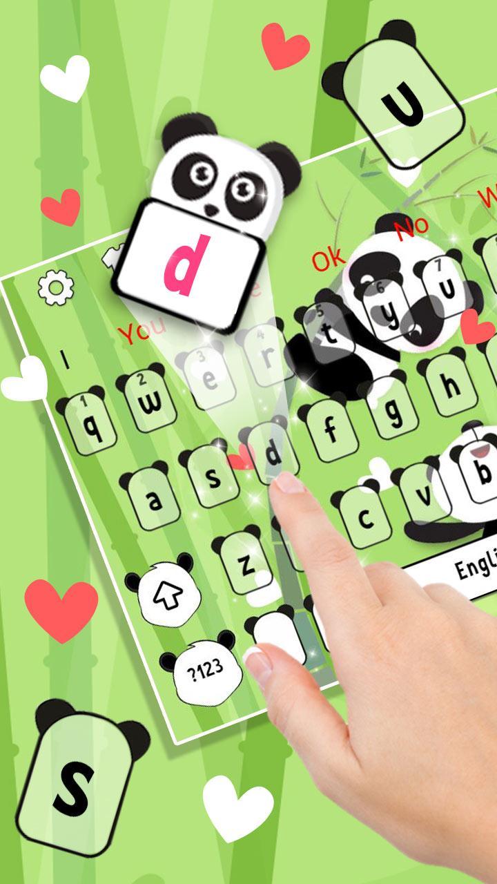 Green Cute Cartoon Couple Panda Keyboard Theme