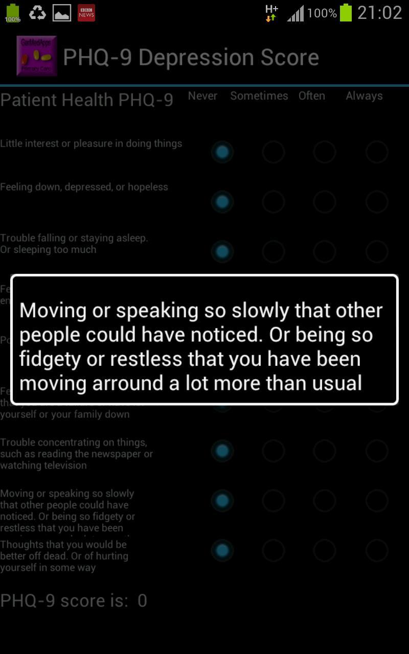 PHQ-9 Health Questionaire