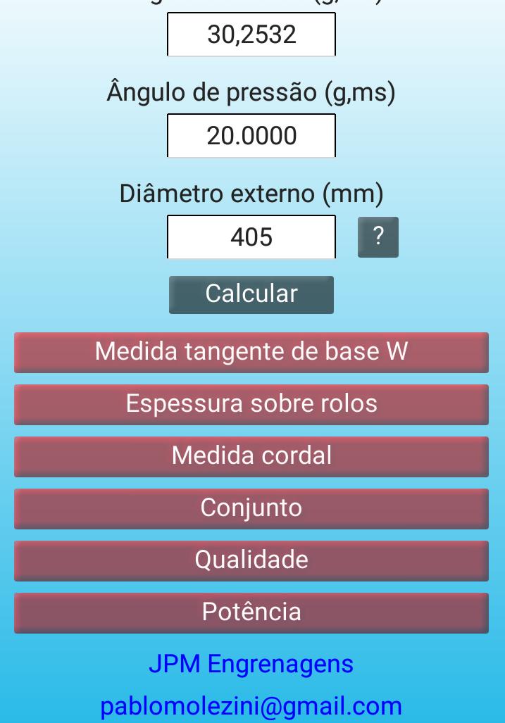 Engrenagem calculos