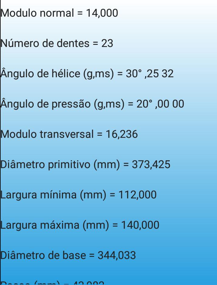 Engrenagem calculos