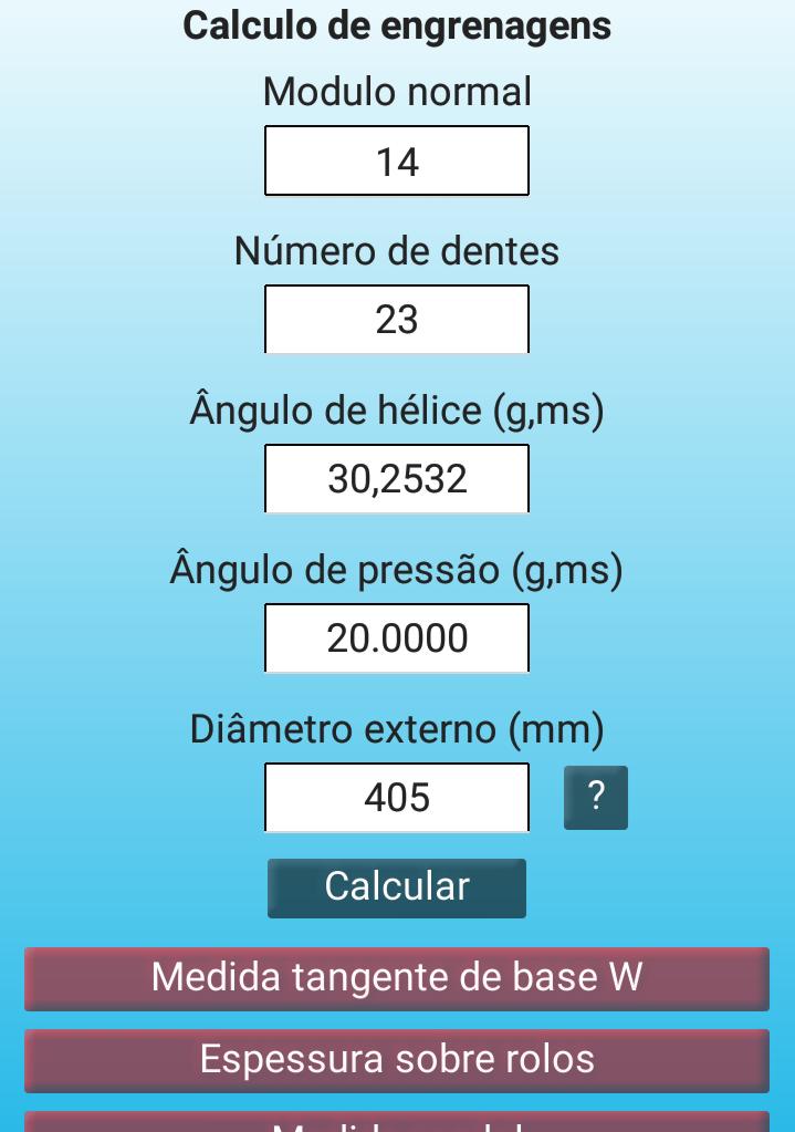 Engrenagem calculos