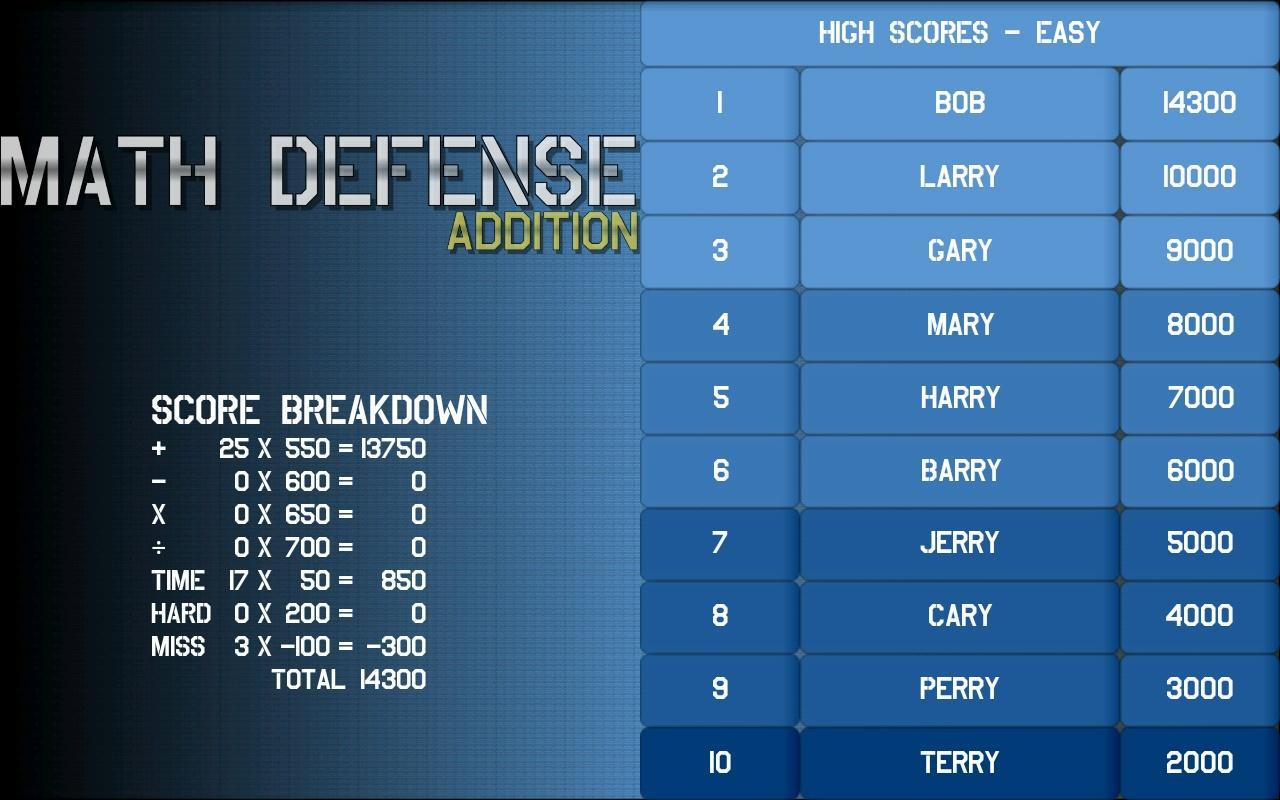Math Defense - Addition