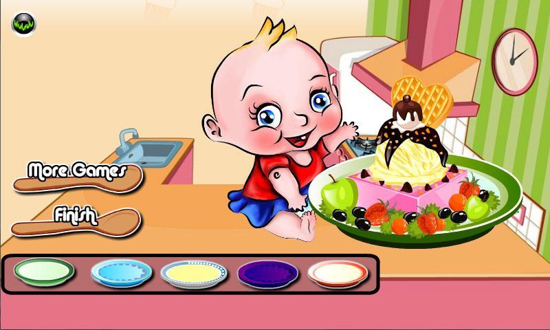 Newborn Baby Cooking Ice Cream